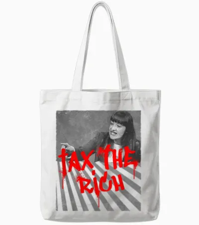 Tax the Rich! Fan Item Left Merch Heidi Reichinnek T-Shirt, Black, S Tote Bags - White