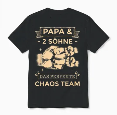 Papa & 2 Söhne Chaos Team Partnerlook Männertag Vatertag Unisex T-Shirt - Black