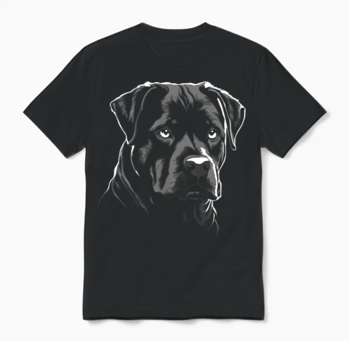 Cute Rottweiler Silhouette Unisex T-Shirt in Black