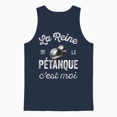 Humour Petanque Gift for Women Queen of Pétanque T-Shirt, Black Unisex Tank Top - Navy