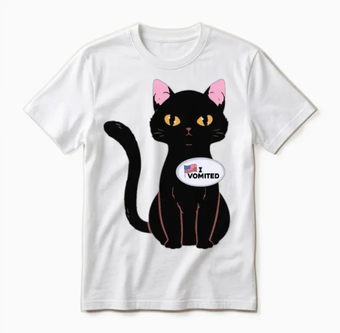 I Vomited Funny Cat American Election Voting Unisex T-Shirt in White