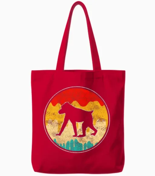 Monkey Retro Tote Bags - Red