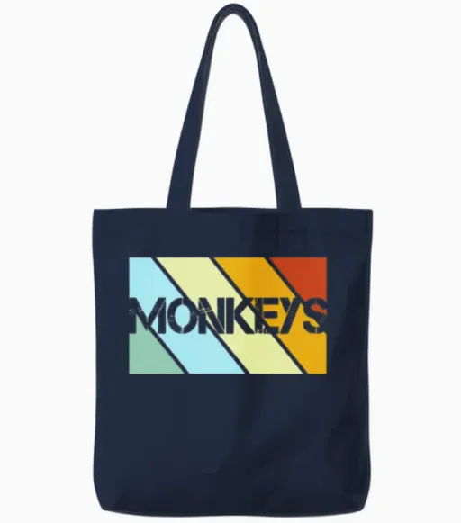 Monkey Retro Tote Bags in Navy