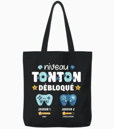 Unlocked Tonton Level Announcement Pregnancy Tonton Geek T-Shirt, Black, S Tote Bags - Black