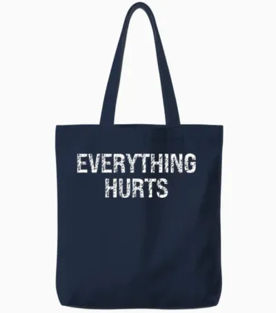 Everything Hurts Workout Fitness Funny Saying Tote Bags - Navy