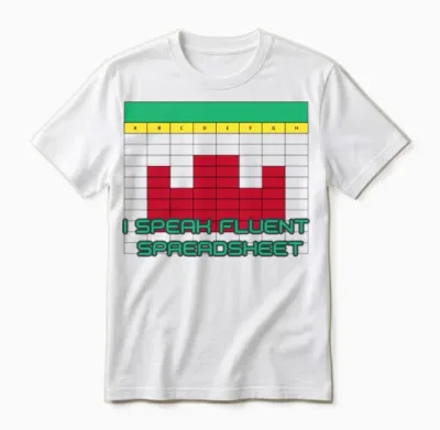 I Speak Fluent Spreadsheet Pixel Grid Office Humor Unisex T-Shirt - White