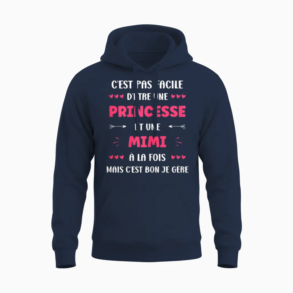 Princess Super Mimi Girl Name Funny Mimi T-Shirt, Black, Female X-Small Unisex Hoodie in Navy