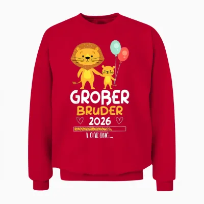 Children's Big Brother 2026 Baby Lion Boys T-Shirt, Black Unisex Sweatshirt - Red