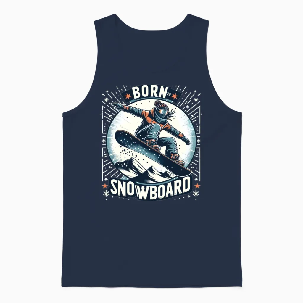 Born to Snowboard Snowboarder Winter Sports Unisex Tank Top in Navy