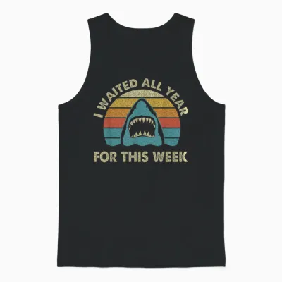 I Waited All Year for This Week - Shark Lover Ocean Wildlife Unisex Tank Top - Black