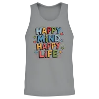 Quotes Happy Mind Happy Life Unisex Tank Top - Sport Grey – 2