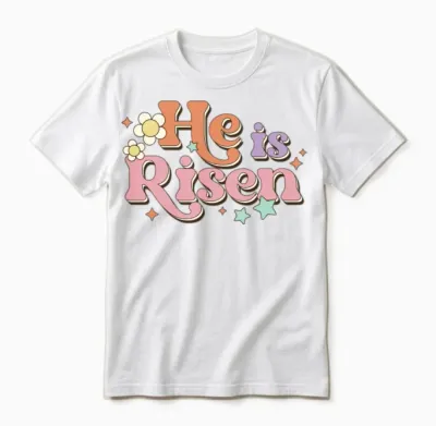 Retro Easter He Is Risen Unisex T-Shirt - White