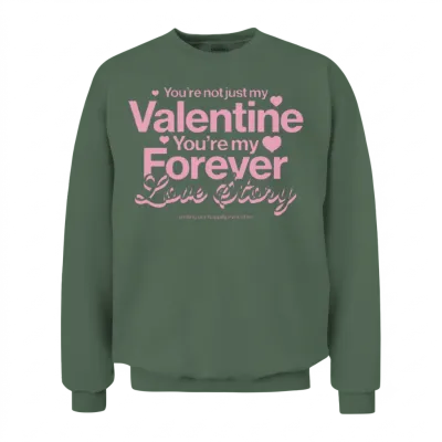 Valentine Forever Love Story Cute Couples Product Unisex Sweatshirt - Military Green