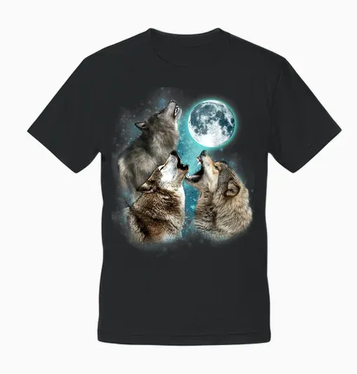 3 Wolf Moon Howling Wolf Head Funny Wolves for Men Women Unisex T-Shirt - Black