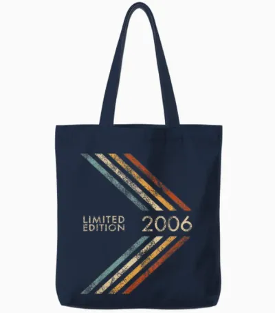 Anniversary 2006 Limited Edition Men Women Vintage Style Tote Bags - Navy