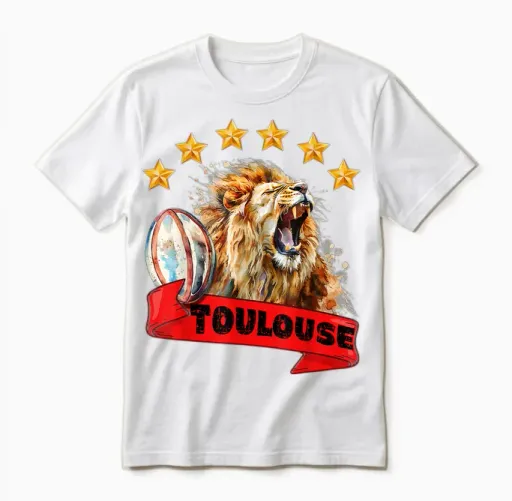 Toulouse Rugby 6 Stars Lion Victorious Man Woman Child T-Shirt, Black, S Unisex T-Shirt - White