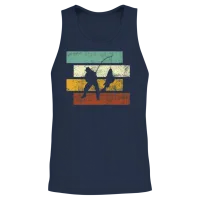 Fishing Retro Unisex Tank Top - Navy – 2