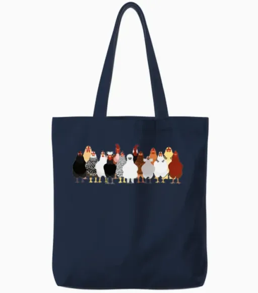 Women Chicken Shirt Chicken Bird Lovers Tote Bags in Navy