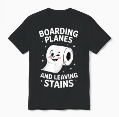 Boarding Planes and Leaving Stains Toilet Unisex T-Shirt - Black