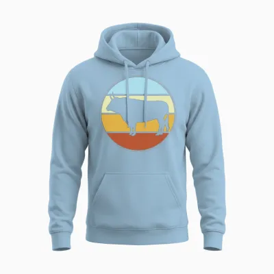 Bull Retro Unisex Hoodie - Light Blue
