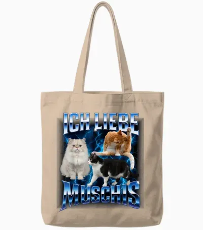 Katzen Meme Ich Liebe Muschis Lustiges Retro Tote Bags - Natural