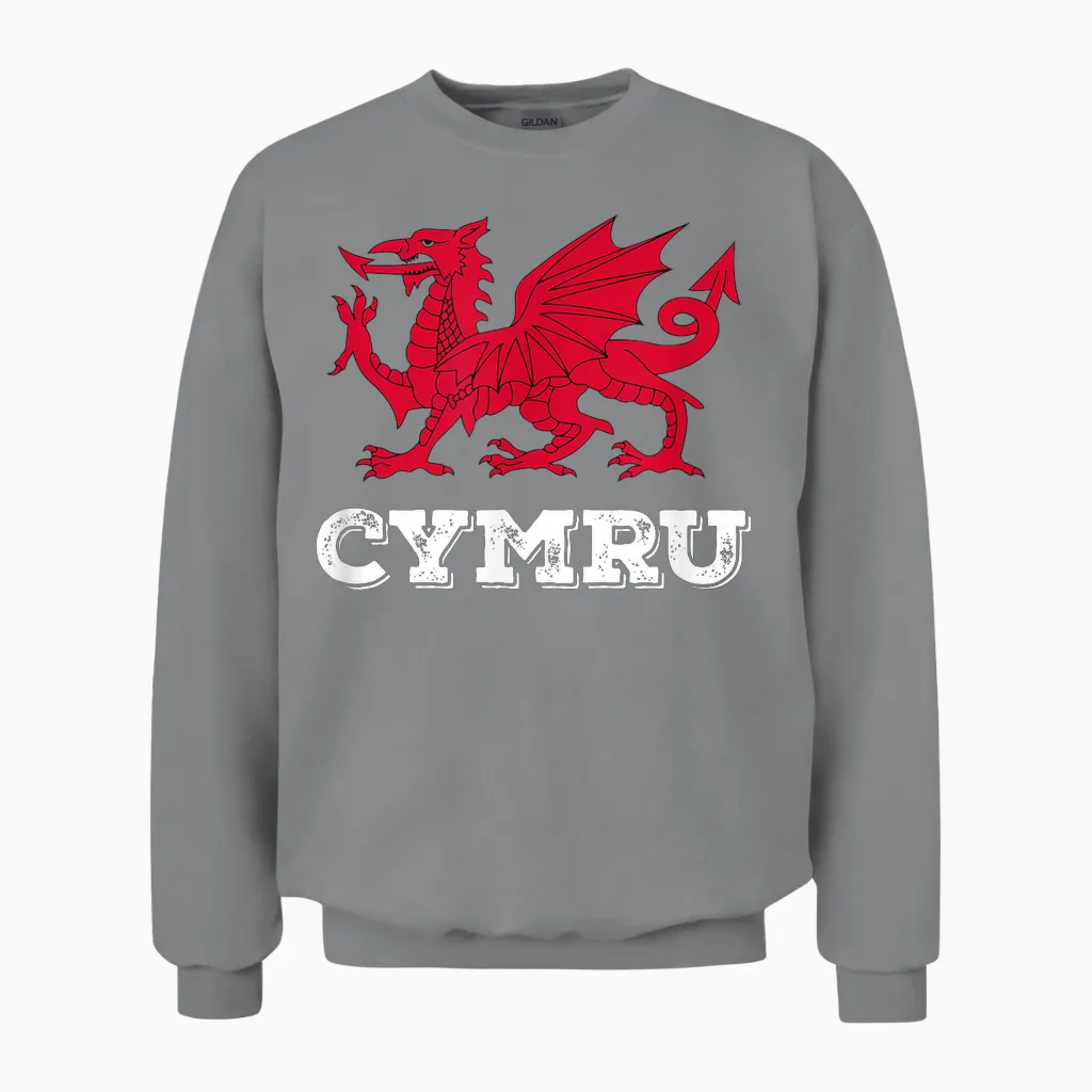 Wales 'cymru' Walisischer Drache Stolz Te Be Welsh Unisex Sweatshirt in Sport Grey