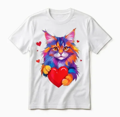 Chemise Maine Coon Cat - Graphique Coloré Maine Coon Heart Unisex T-Shirt - White