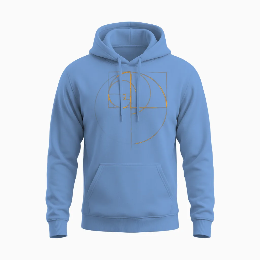 Fibonacci Golden Ratio Circle Unisex Hoodie in Carolina Blue