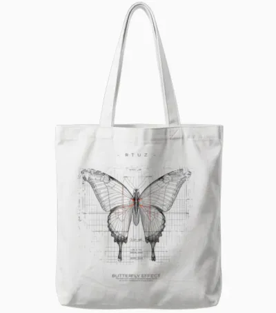 Butterfly Effect T-Shirt, Black Tote Bags - White