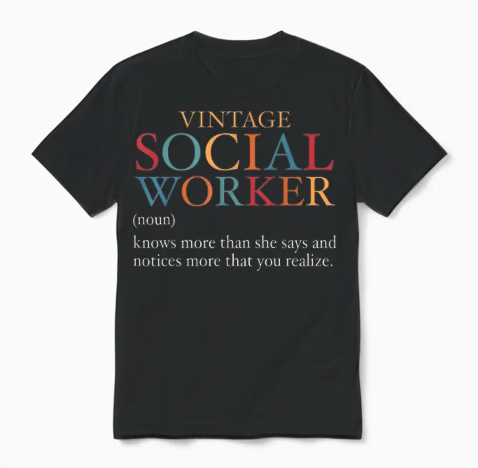 Vintage Social Worker Definition Funny Social Work Unisex T-Shirt in Black
