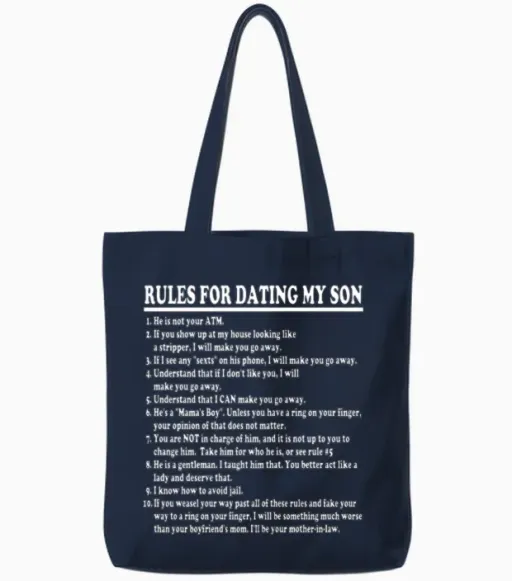 Rules for Dating My Son - Kids & Baby Tote Bags in Navy