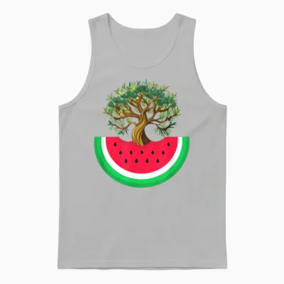 Palestine Watermelon Palestinian Olive Freedom for Palestine T-Shirt, Blue, S Unisex Tank Top - Ash