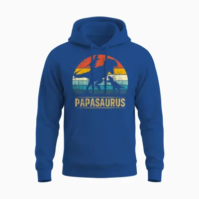 Papa Dinosaurier T Rex Papasaurus 2 Kinder Vatertag Unisex Hoodie - Royal