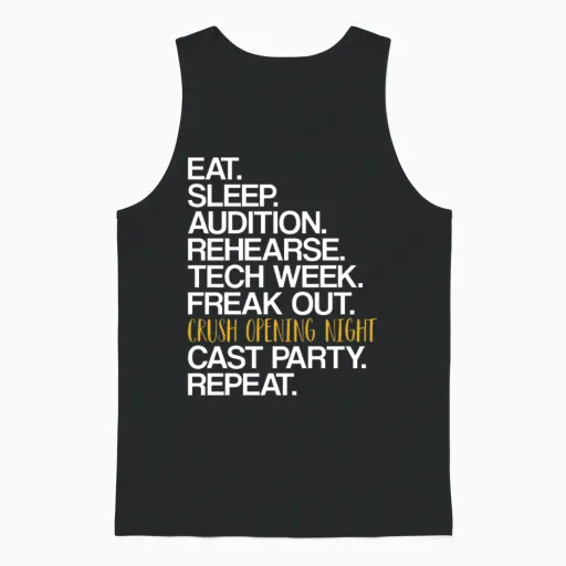 Eat Sleep Audition | Theater Nerd, Musical Unisex Tank Top in Black