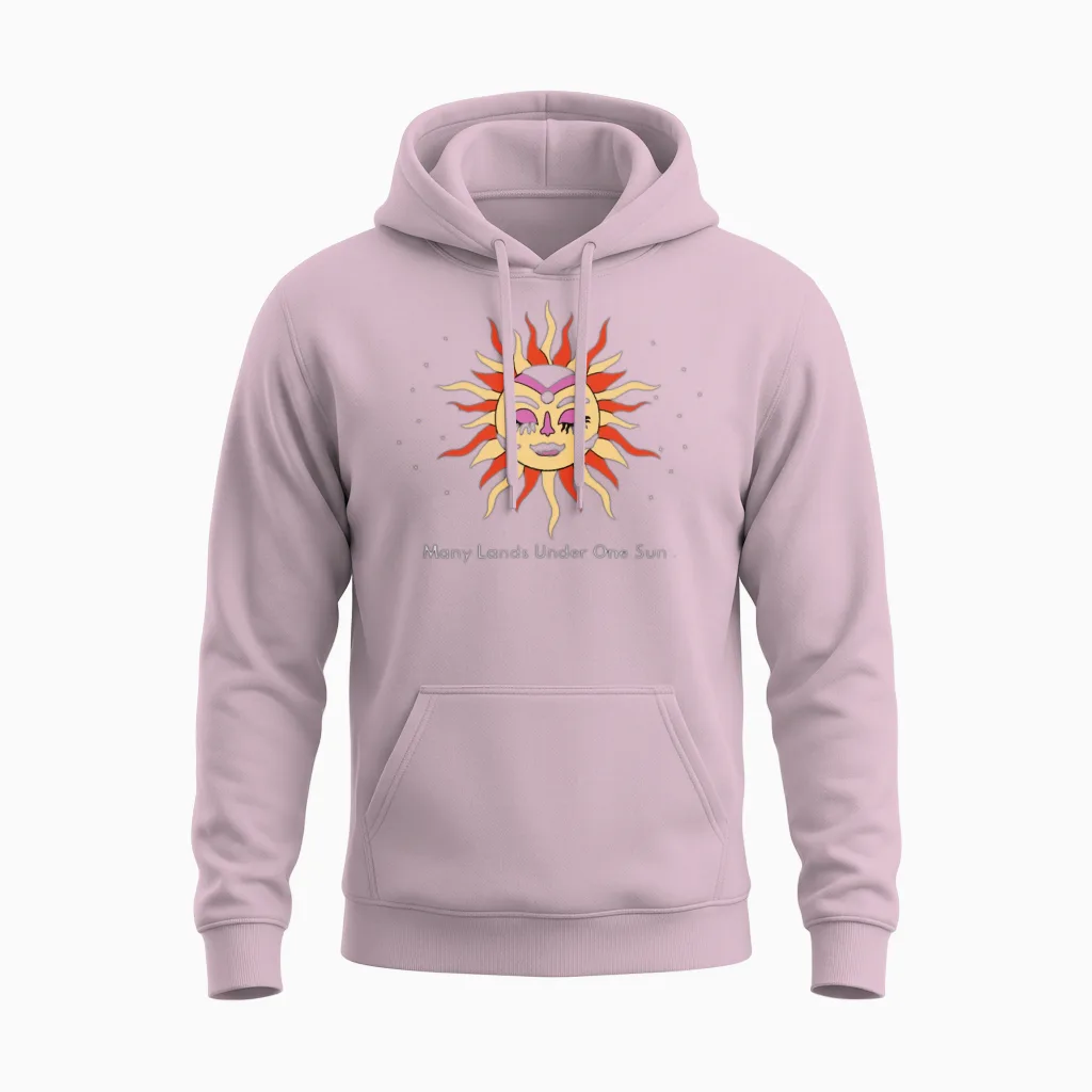 Many Lands Under One Sun Unisex Hoodie in Light Pink