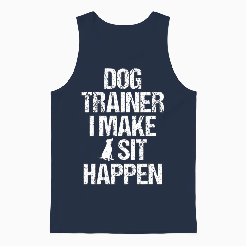 Dog Trainer Dog Commands Obedience Training Unisex Tank Top in Navy