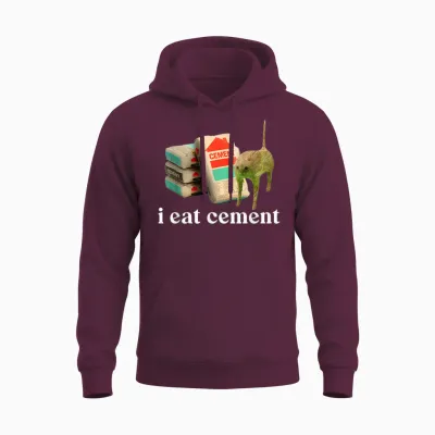 I Eat Cement Cursed Cat Funny Weird Specific Thank You Meme Unisex Hoodie - Maroon