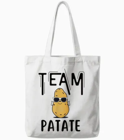 Team Potato Funny Gift Cute Fast Food Humor Fries T-Shirt, Grey, S Tote Bags - White