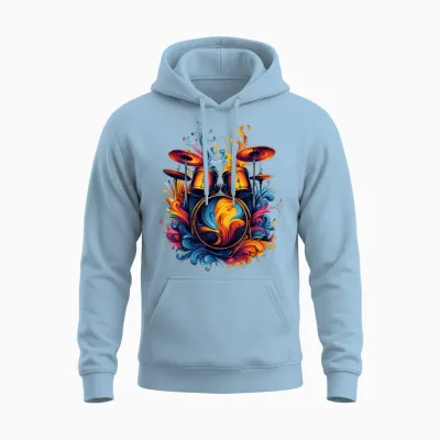 Drummer Drummer T-Shirt with Drums Unisex Hoodie - Light Blue