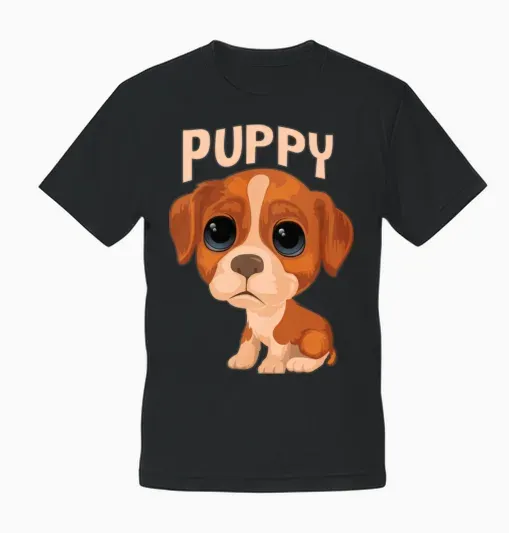 Puppy Funny Dog Unisex T-Shirt - Black