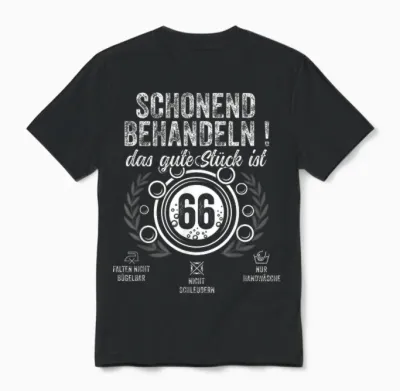 66. Geburtstag Schonend Behandeln.pflegehinweis: 66 Jahre Unisex T-Shirt - Black