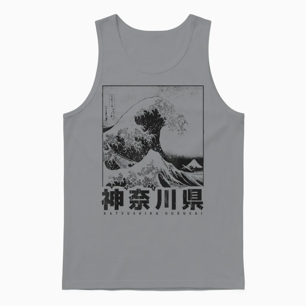 Die Große Welle Vor Kanagawa Fujiyama Japanisch Japan Style Unisex Tank Top in Sport Grey