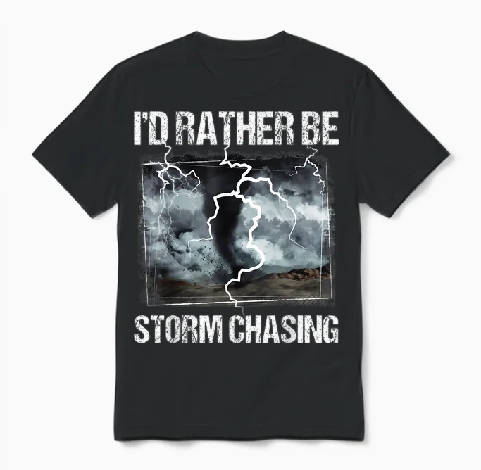 I'd Rather Be Storm Chasing - Tornado Chaser Meteorology Unisex T-Shirt in Black