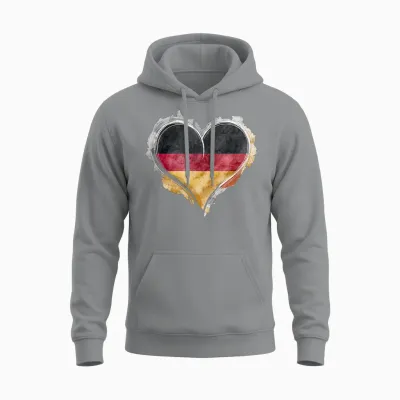 Leuchtendes Herz, Deutsche Flagge, Farben, Deutschland-Fan Unisex Hoodie - Sport Grey
