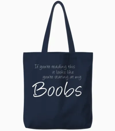 Breasts Funny Tits Saying Tote Bags - Navy