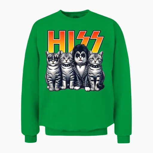 Cute Hiss Cats Rock Kittens Kitty Rocking Music Cat Lovers Unisex Sweatshirt - Irish Green