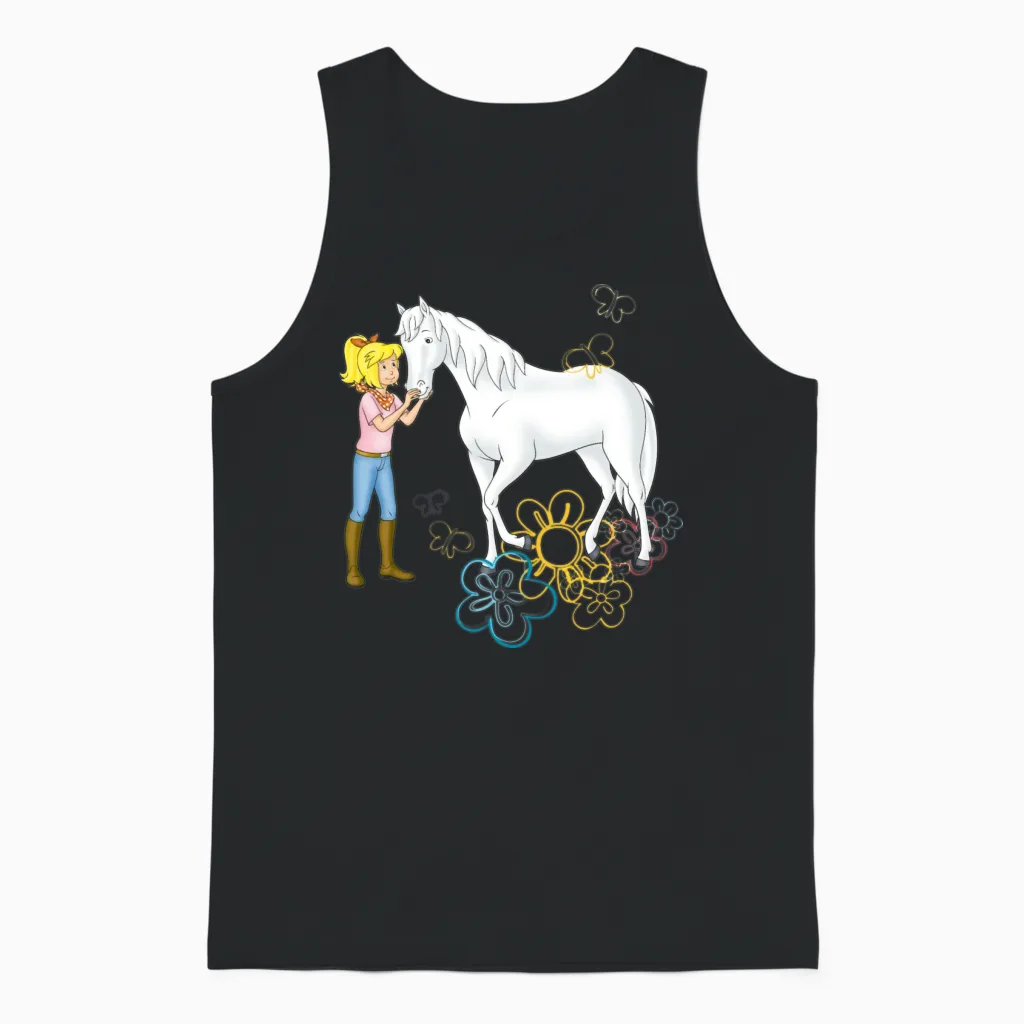 Bibi and Tina 'sabrina with Bibi and Flowers' Unisex Tank Top in Black
