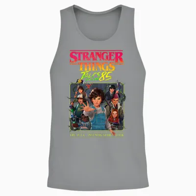 Stranger Things Tales from '85 H.i.c. Investigator's Team Up Unisex Tank Top - Sport Grey