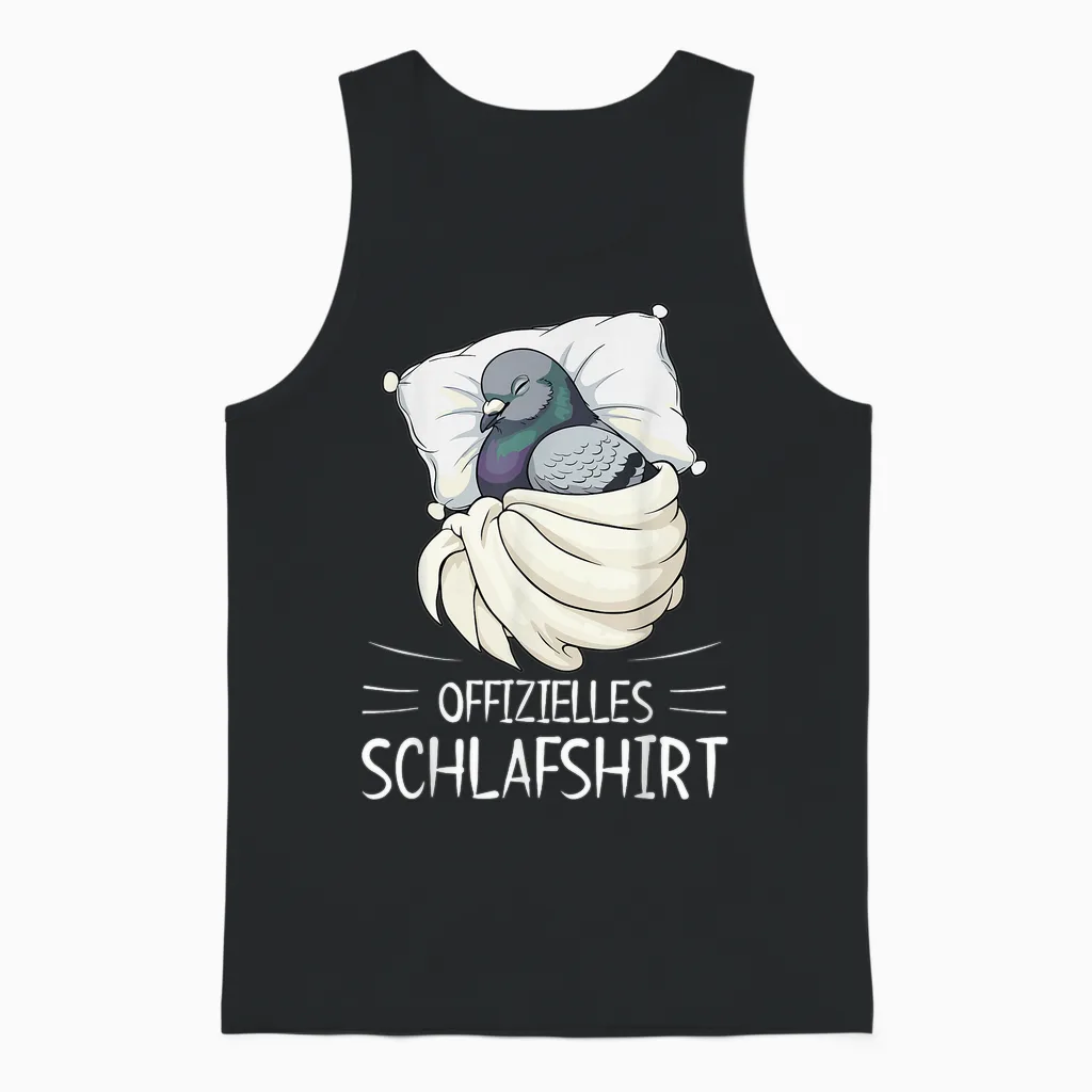 Official Sleep Shirt Pigeon Pyjamas Unisex Tank Top in Black