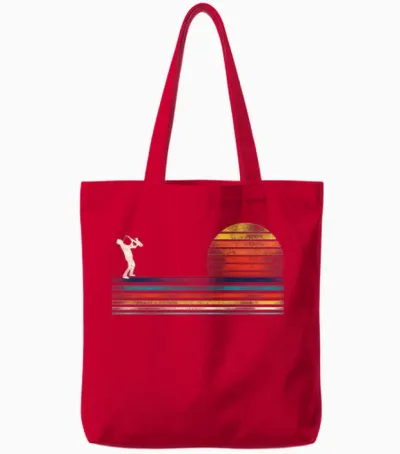 Saxophone Retro Vintage Tote Bags - Red